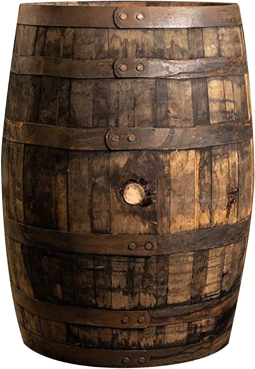 Midwest Barrel Company Bourbon/Whiskey Barrel, 53 galones, sello en la cabeza | Roble blanco americano genuino, carácter rústico, para decoración, muebles y proyectos de bricolaje