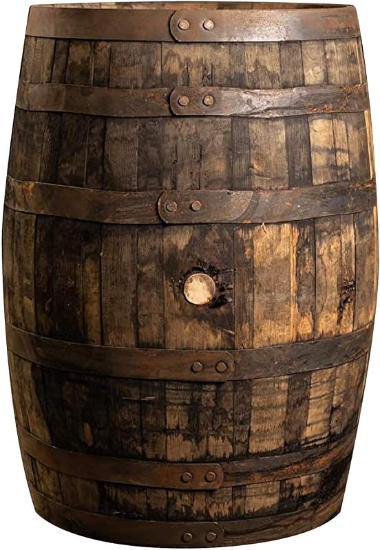 Midwest Barrel Company Bourbon/Whiskey Barrel, 53 galones, sello en la cabeza | Roble blanco americano genuino, carácter rústico, para decoración, muebles y proyectos de bricolaje