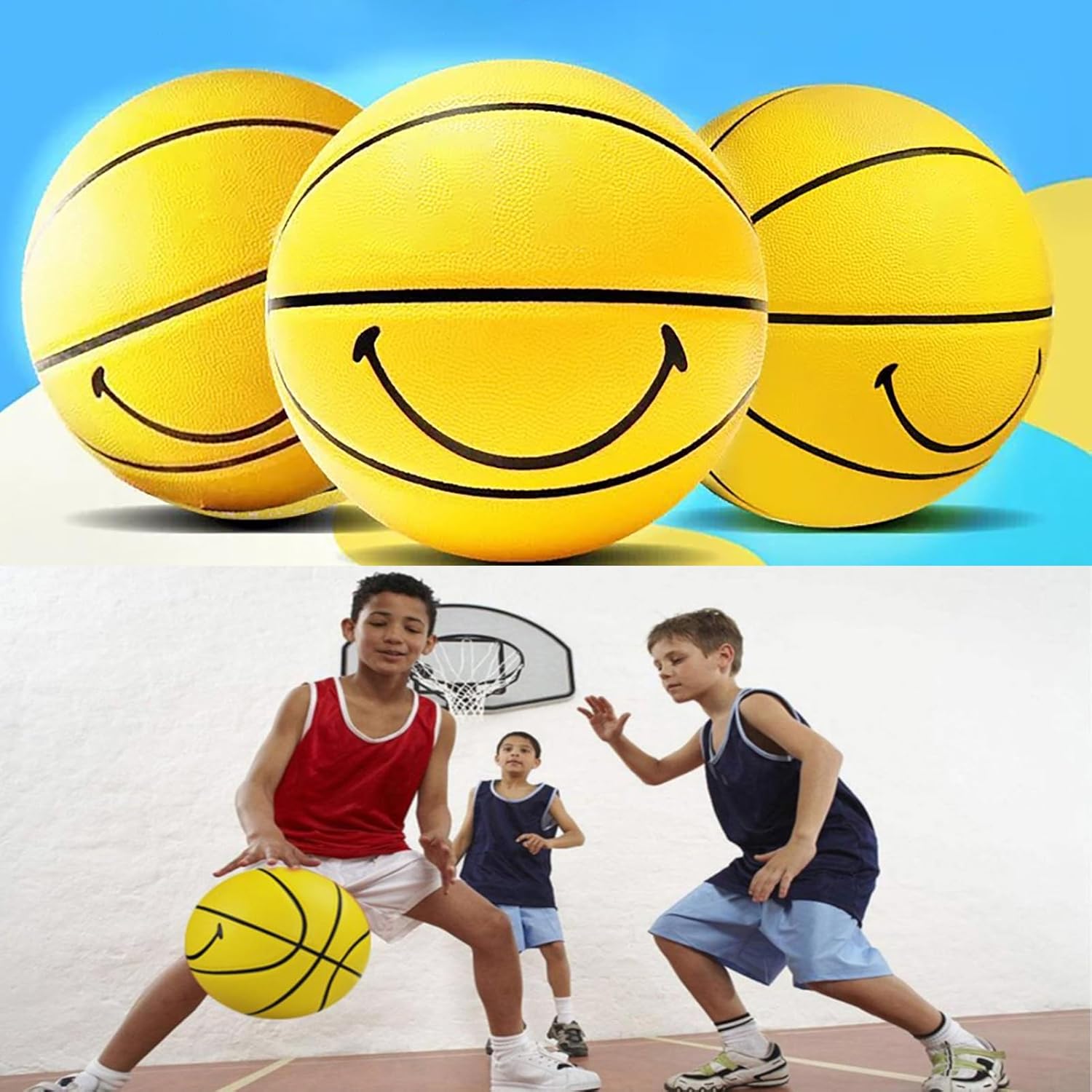 MINDCOLLISION 5/6/7 Smile Basketball, Women's PU Soft Leather Basketball, Good Dribbling and Shooting Feel, Birthday Gift, Suitable for Indoor and Outdoor Use. (8 Colors)