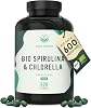 Bio Spirulina & Chlorella Presslinge – 600 Tabletten – Hochdosiert mit 6.000 mg pro Tag – Vorrat für 50 Tage – Hergestellt & laborgeprüft in DE – Vegan & frei von Zusätzen – TRUE NATURE