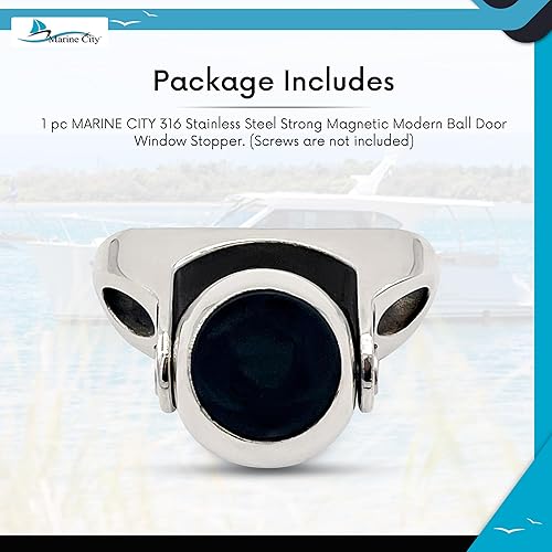 Miniatura 7 de MARINE CITY Juego de topes de acero inoxidable 316 con acabado brillante y magnético fuerte y moderno para puerta de bola, juego de soporte suave