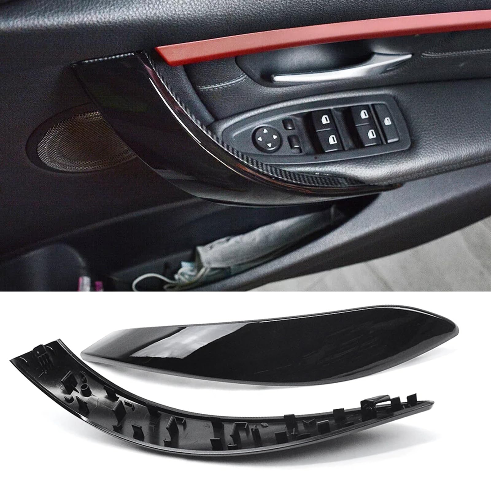 Rivestimento esterno per maniglia interna della portiera dell'auto, adatto per BMW F30 3GT F80 F31 F32 F36 12-19 (nero)