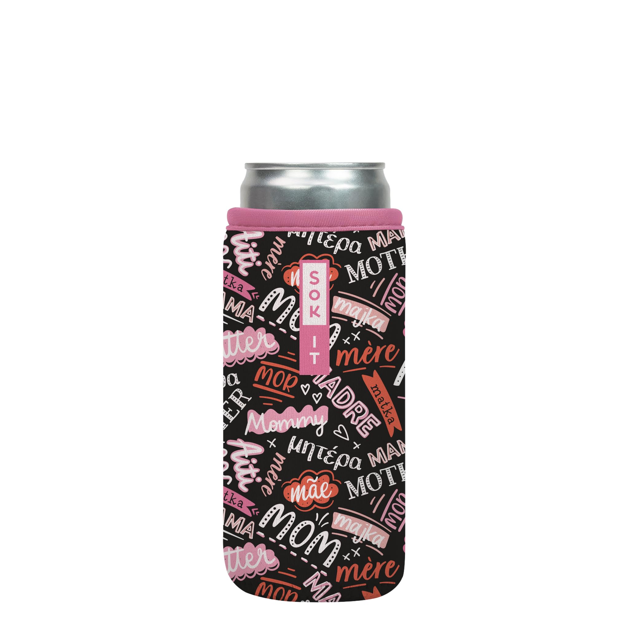 Sok It CanSok Sleeve for Beer & Soda Insulated Neoprene Cover (Mom Love, 12oz Slim Can Sleeve)