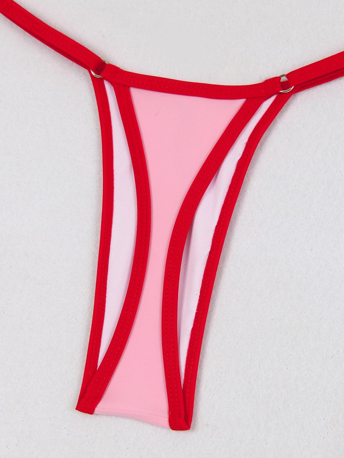 EDOLYNSA Women Micro Bikini Set Color Block Swimsuit Sexy Thong Bathing Suit High Cut Mini Swimwear Spaghetti Strap Beachwear - Image 7