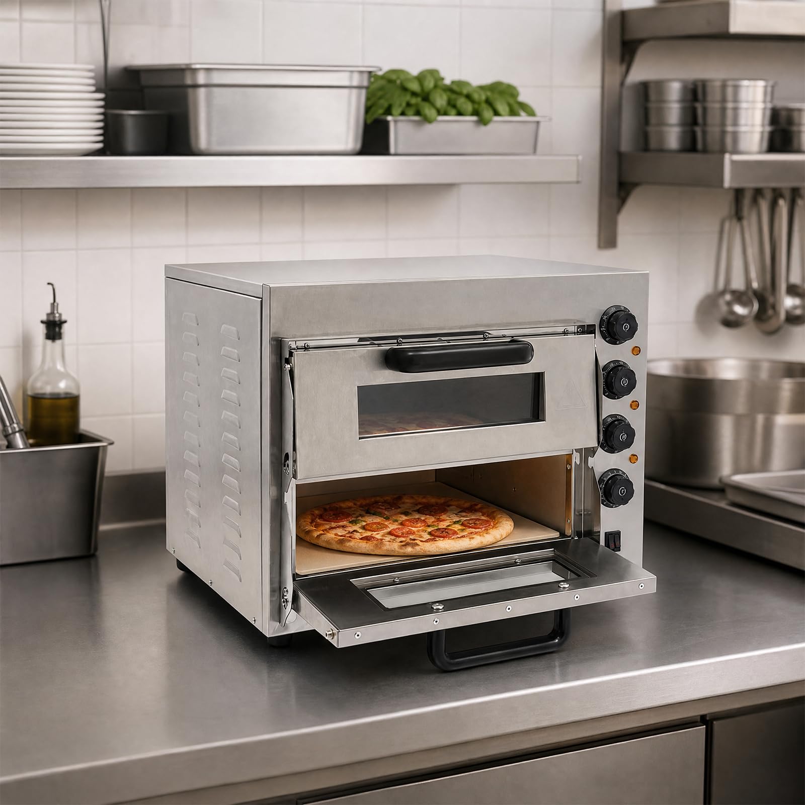 3000 W Gastro piec do pizzy, stal nierdzewna, elektryczny piec do pizzy