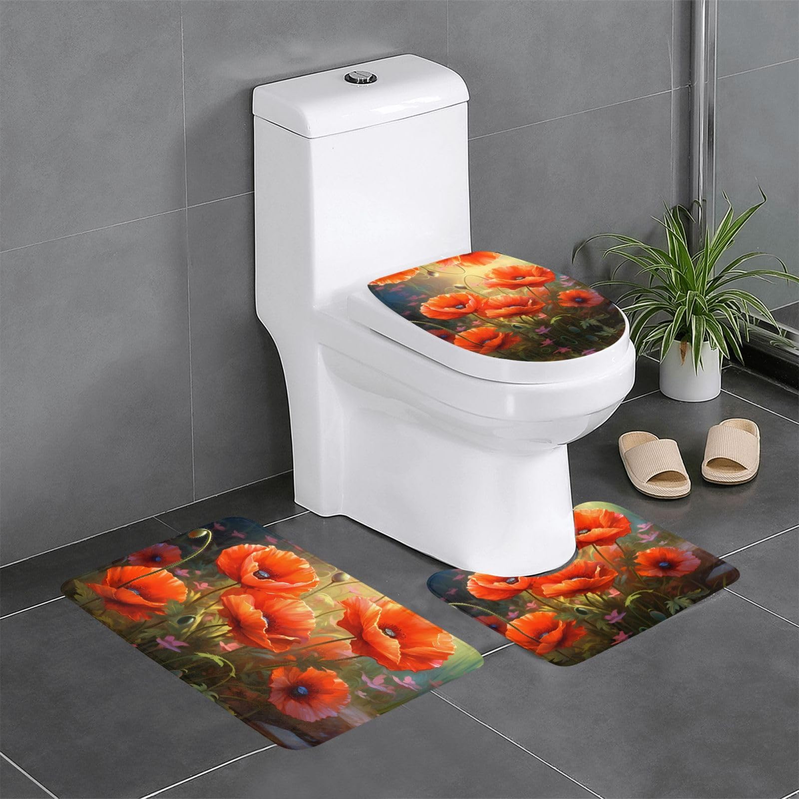 Tapis de salle de bain Poppy Flowers pour une ambiance coiffeuse et toilettes