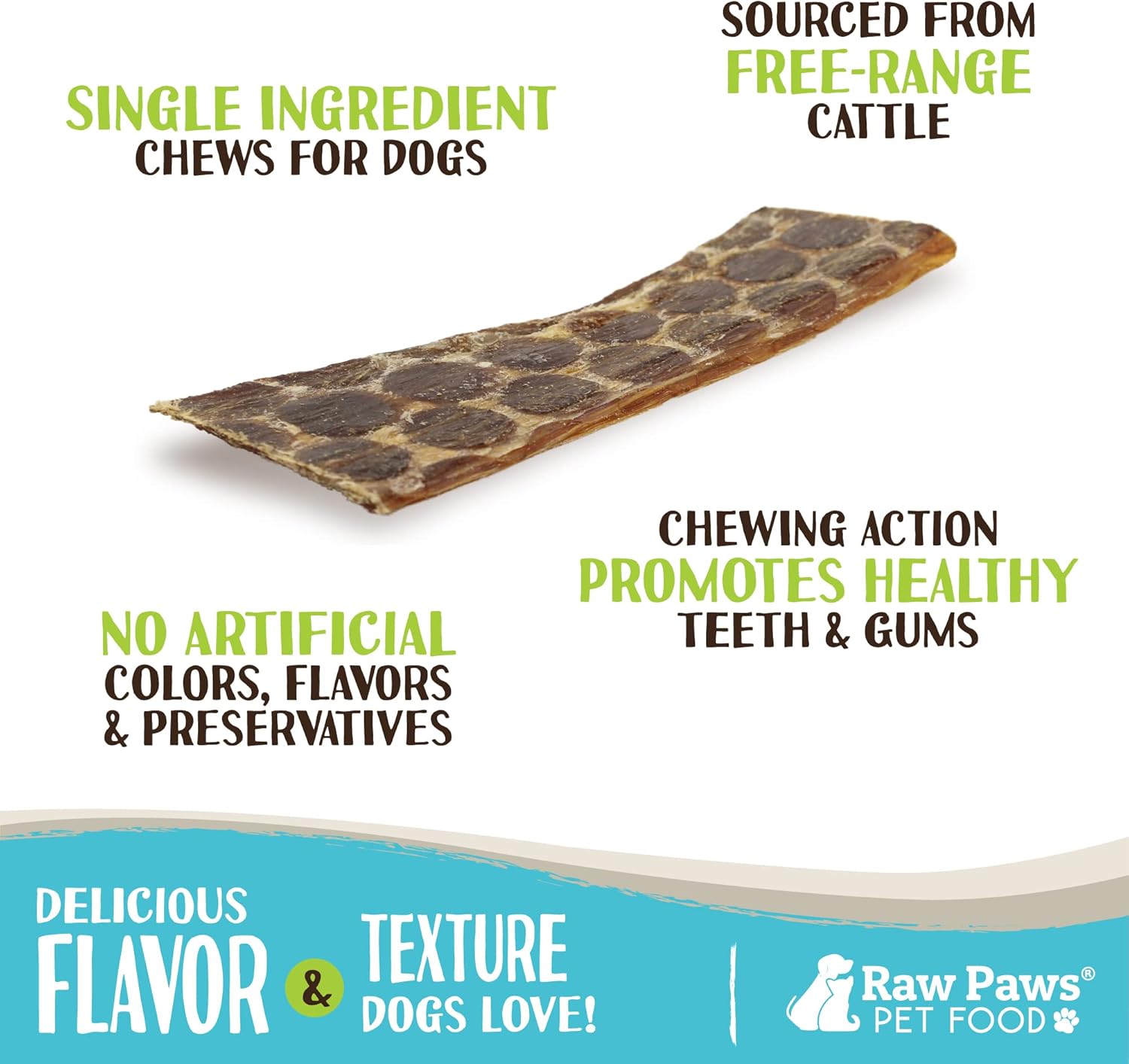Raw Paws Beef Esophagus Dog Treats, 6-inch (40-Count) - Packed in USA - All Natural Chews - Free-Range Beef Esophagus Strips - Dog Taffy Chews - Single Ingredient Chew for Dogs - Cow Jerky Treats