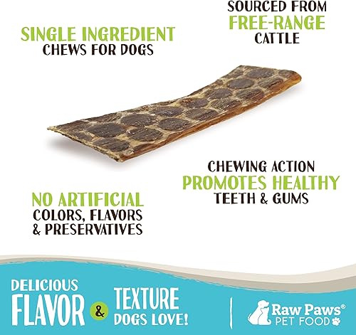 Miniatura 2 de Raw Paws Golosinas de esófago de ternera para perros, 6 pulgadas, 16 onzas, empacadas en Estados Unidos, esófago de carne de corral libre para