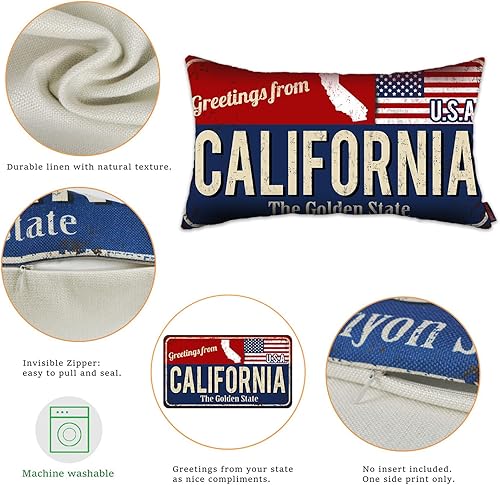 Miniatura 2 de Juego de 2 fundas de almohada California de 12 x 20 pulgadas, decoración de regalo de recuerdo de California, funda de almohada lumbar con la
