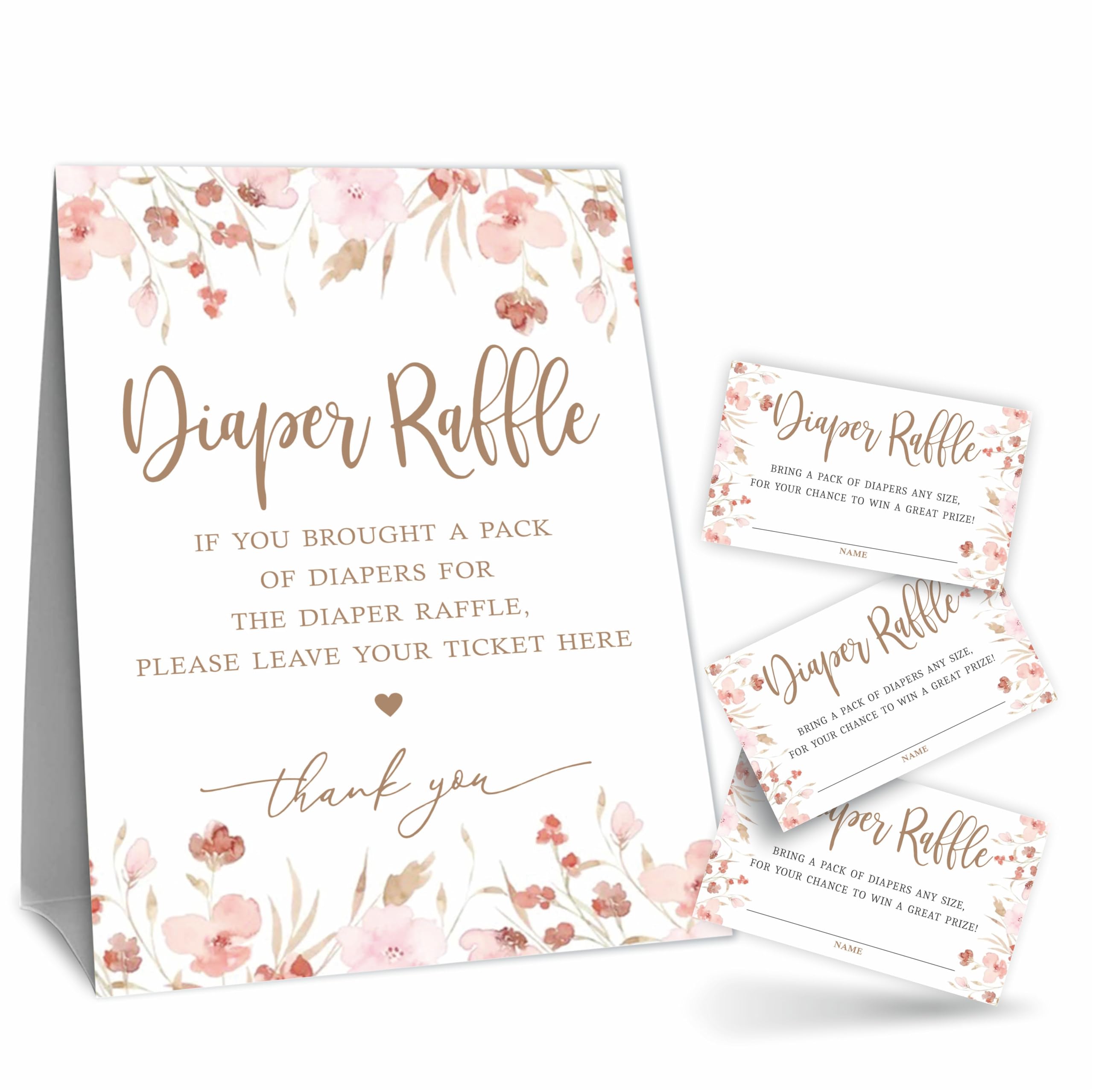 Amazon.com: Baby shower Diaper Raffle Game Kit - Wildflowers Theme - 1 ...