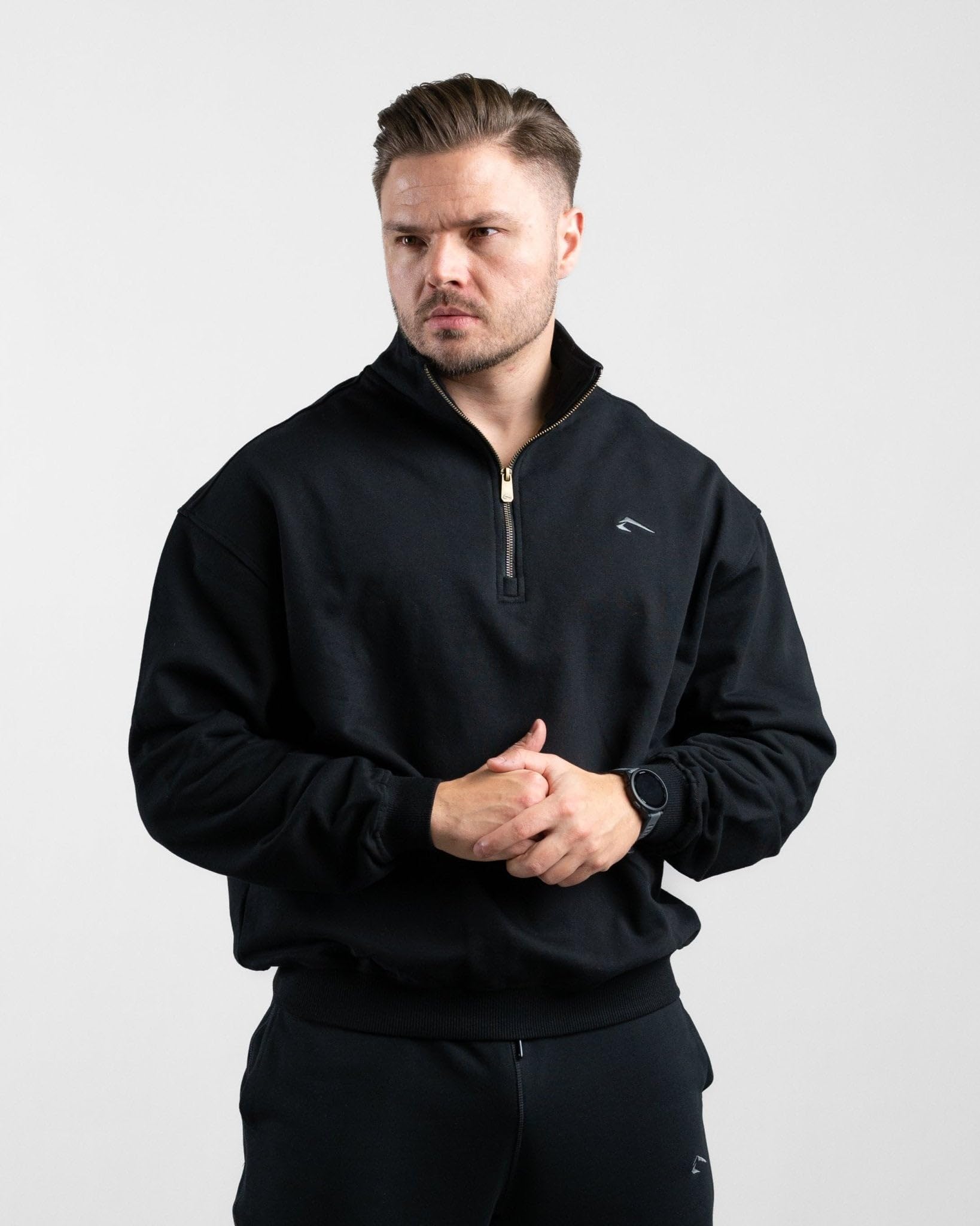 ATHLETIC AESTHETICS Essential Oversize Half Zip Pullover Sweatshirt für Herren & Gym Fitness-Sweater Bodybuilding Sport & Fitness Hoodie