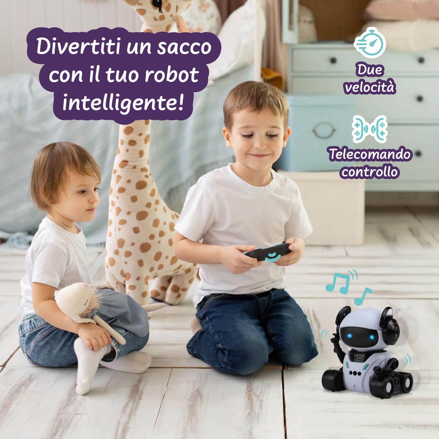 Science4you Robot intelligente ROMI - Robot Telecomandato per Bambini con Occhi LED, Musica e Quattro Modalità, Giocattoli Interattivi, Regalo Originale per Bambini e Bambine dai 6 7 8 9 10+ Anni