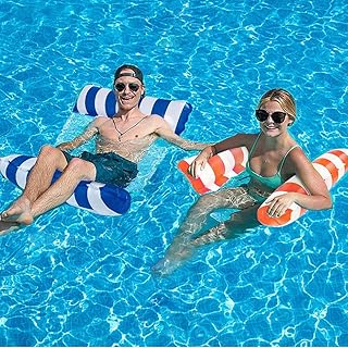 Bouee Piscine Adulte 2 Pièces, Matelas Gonflables pour Piscine, 4 en 1 Flottant de Inclinable Flotteur Hamac, Hamac de Piscine, Accessoires de Piscine Gonflables