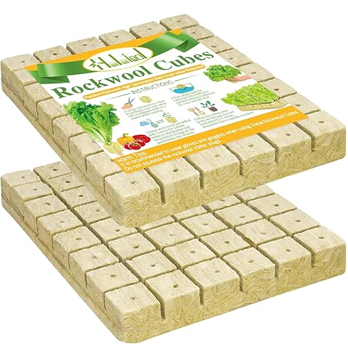 Halatool Cubos de lana de roca de 2 pulgadas para jardín, cubos de cultivo de lana de roca, tapones para cultivo hidropónico, sin suelo, esquejes,