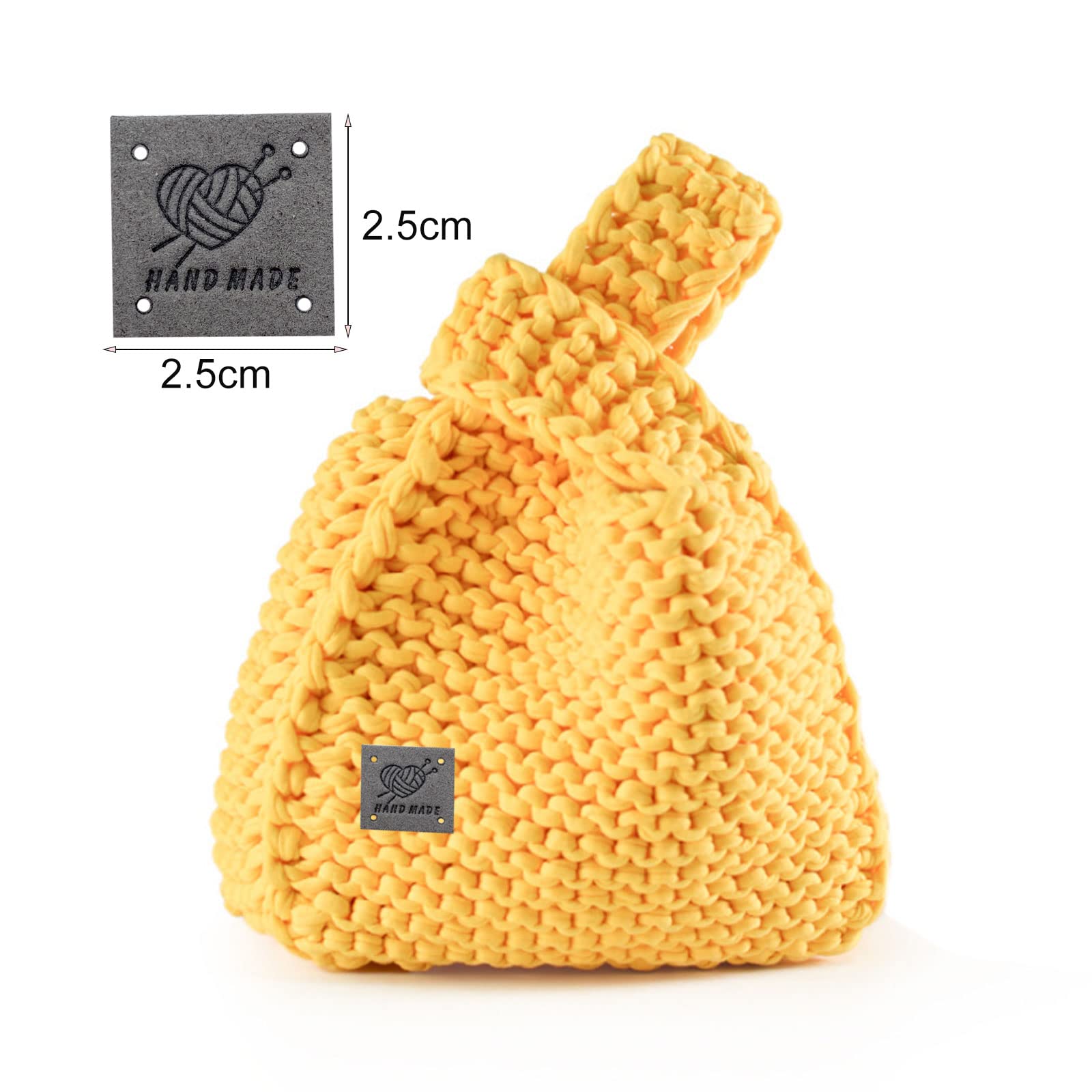 40 Etichette In Pelle PU Fatte A Mano, Con Fori, Rilievo, 2,5x2,5 Cm, Per Jeans, Borse, Maglia, Uncinetto, Regali Fai Da Te