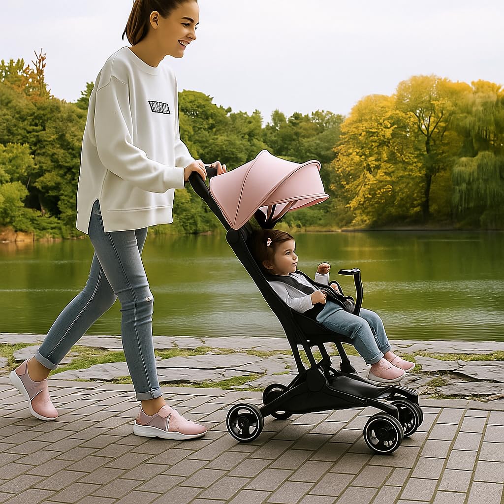 Passeggino Leggero Compatto BEBE2LUXE PIKO, Pieghevole Reclinabile, 6 mesi-22 Kg (nero)