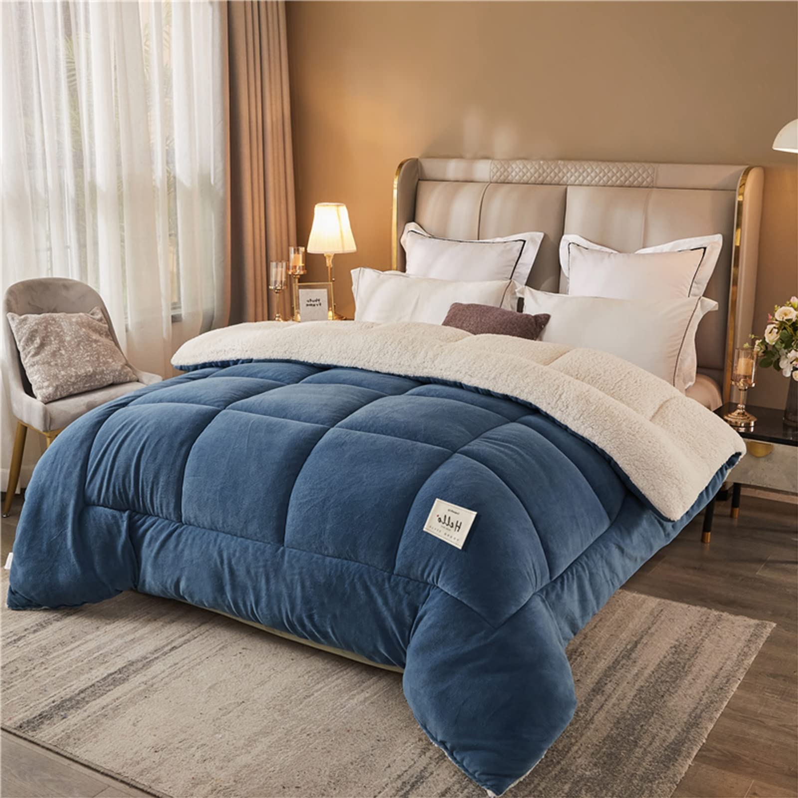 Piumino Matrimoniale Invernale Caldo Piumone, Trapunta Invernale in Lana di Agnello, Coperta Matrimoniale Queen Size Singola Doppia Cashmere, Lavabile in Lavatrice,C,150x200cm(2.5kg)