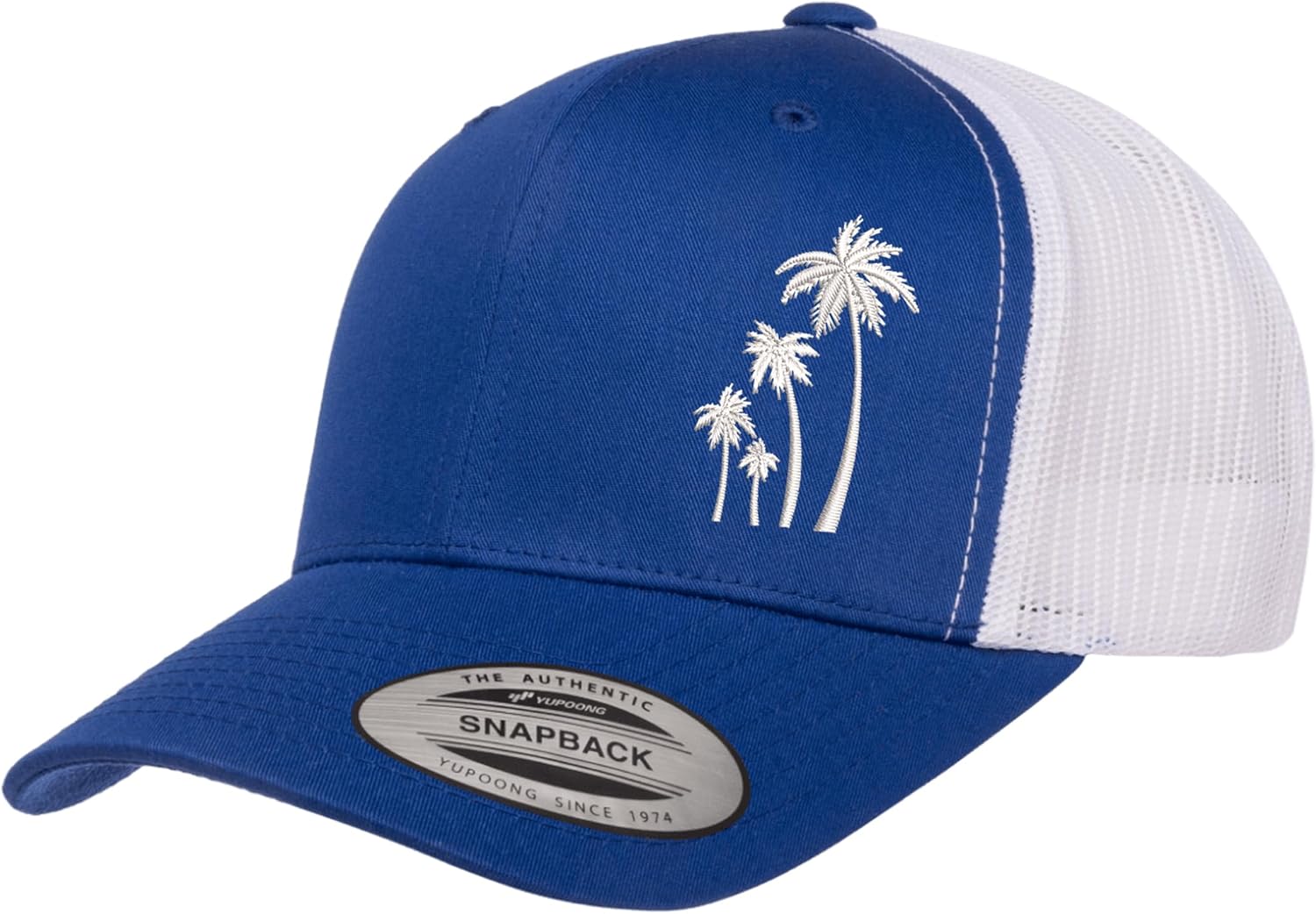 Embroidered Four Palm Tree Trucker Hat for Men & Women – Adjustable Mesh Back Baseball for Outdoor Cap