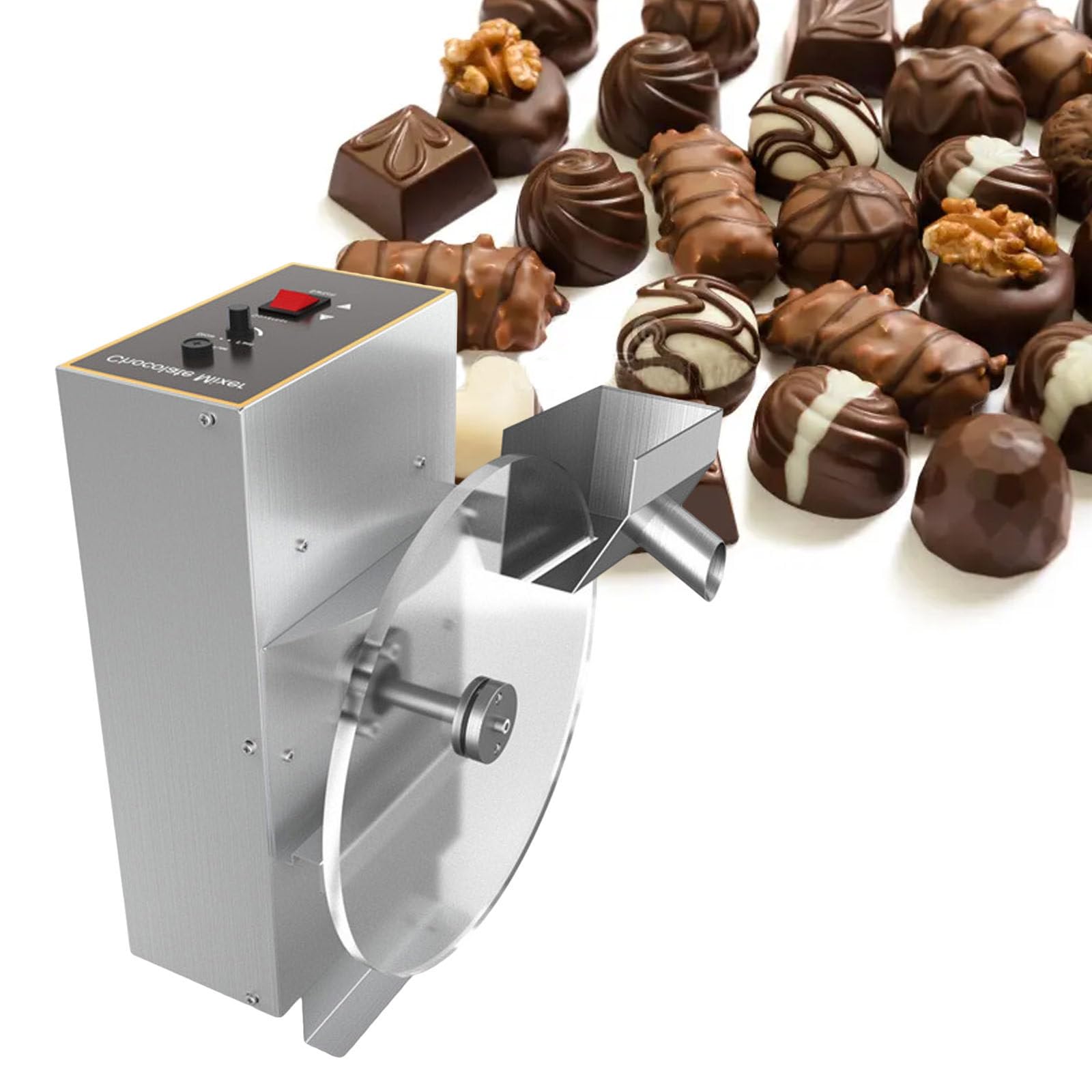 ASerZenith Commercial Chocolate Melting Pot Mixer, Tabletop Chocolate Melting Tempering Machine, Chocolate Mixer Wheel, Electric Chocolate Depositing Machine, Speed Adjust Range: 35~55Rpm