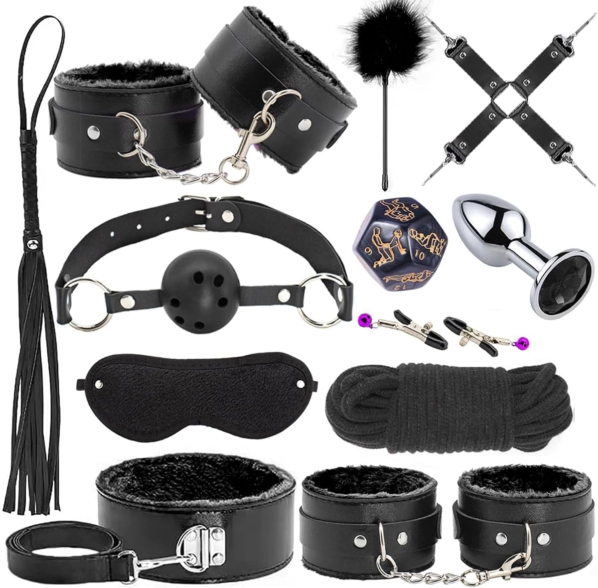 BDSM Bondage Restraints for Adult Toys, 12 Pcs Bondage Gear and Accessories Sex Toys for Women and Couples