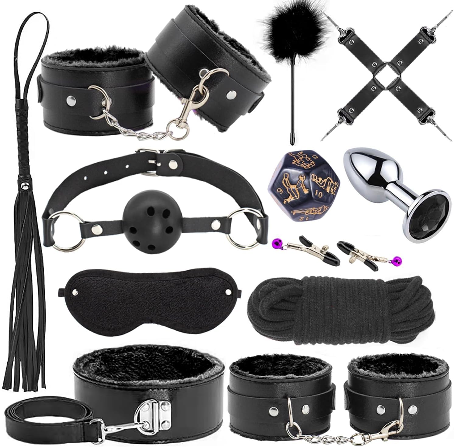 BDSM Bondage Restraints for Adult Toys, 12 Pcs Bondage Gear and Accessories Sex Toys for Women and Couples