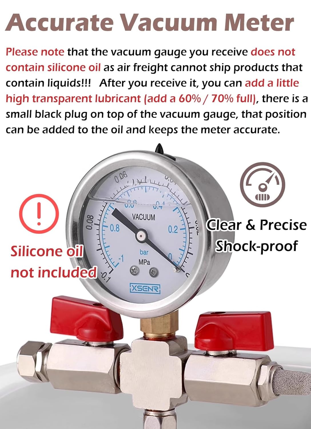 Resin Vacuum Chamber Kit 2 3 6 9 13 19 20 26 Gallon, Experiments Stainless Steel Vacuum Degassing Chambers Kit with Clear Acrylic Lid for Stabilizing Wood, Epoxies and Essential Oils (Size : 72L/19Ga