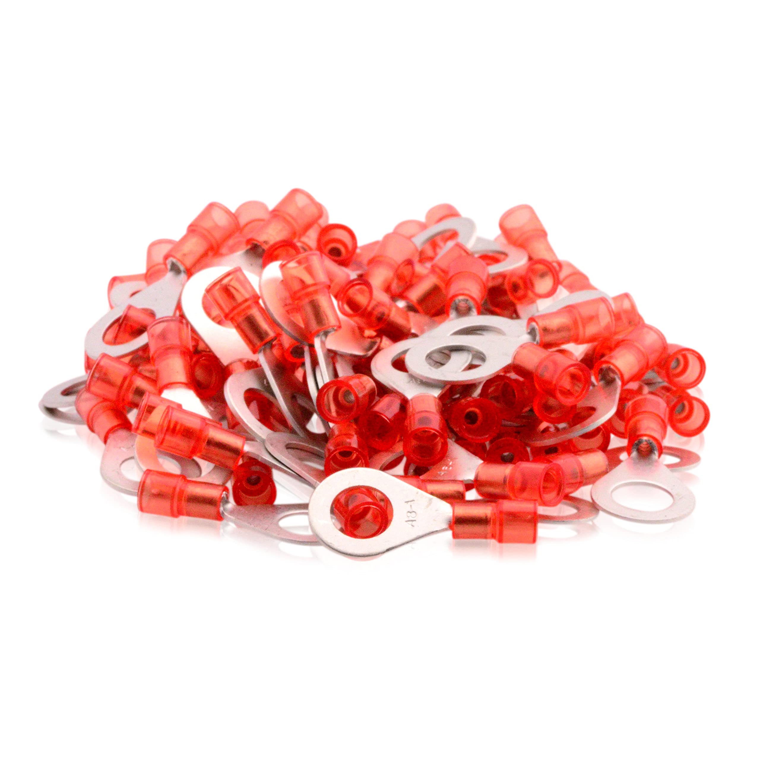 Ring-Kabelschuh Quetschkabelschuh isoliert Rot, 0,5-1,5qmm, Loch M8 verzinnt, 1000 Stück