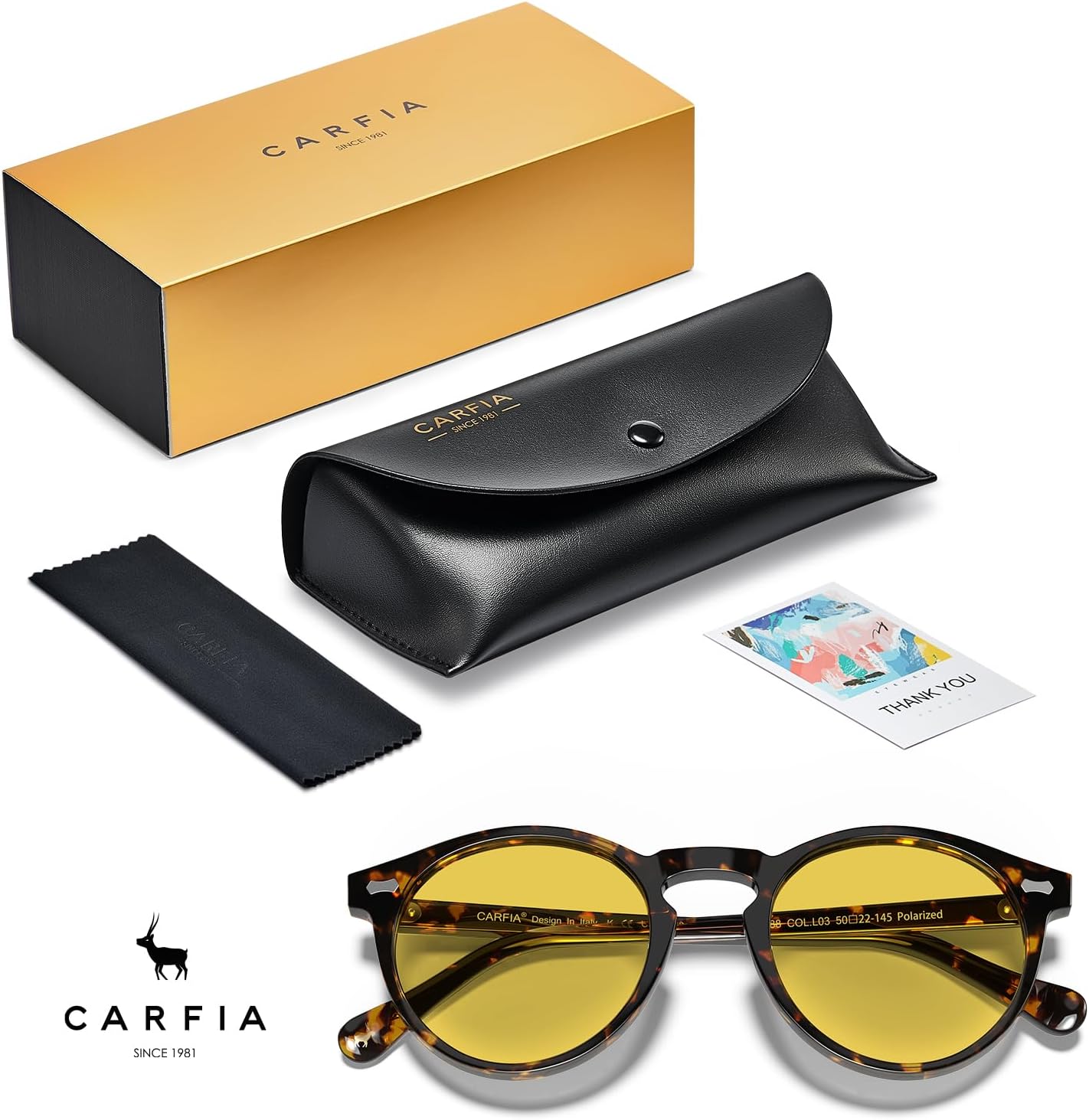 CARFIA Retro Night Vision Glasses for Men - Acetate Round Night Driving Glasses, Reduce Headlight Glare & Enhance Clarity - Image 8