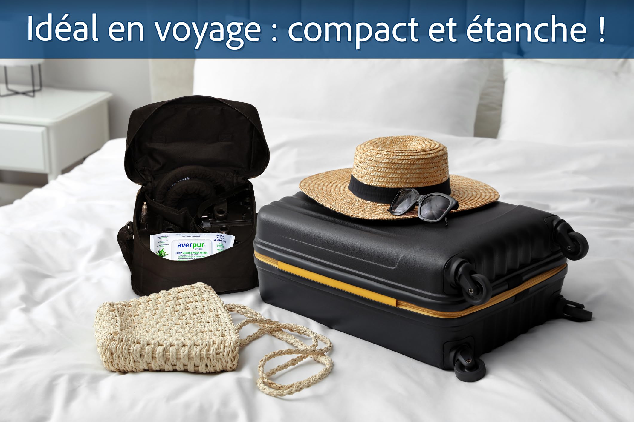 Lingettes nettoyantes CPAP, paquet économique, 3 x 80 lingettes pour masque averpur ™ à l'aloe vera, 100% pur coton
