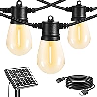 Vista 8 de SUNTHIN - Cadena de luces solares de 24 pies, luces solares recargables por USB para exteriores con bombillas LED impermeables e inastillables