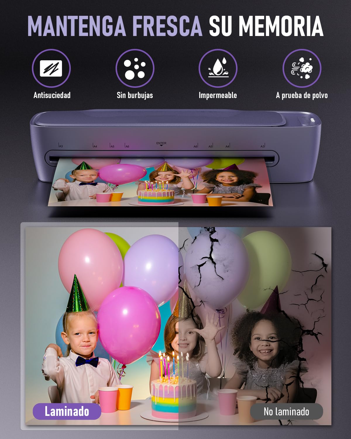 Plastificadora A3 con 30 Fundas Plastificar, Frío y Caliente Laminadora para A3 A4 A5 A6, 9 in 1 Maquina Plastificadora con Cortador de Papel y Redondeador para Escolar, Oficina, Hogarar