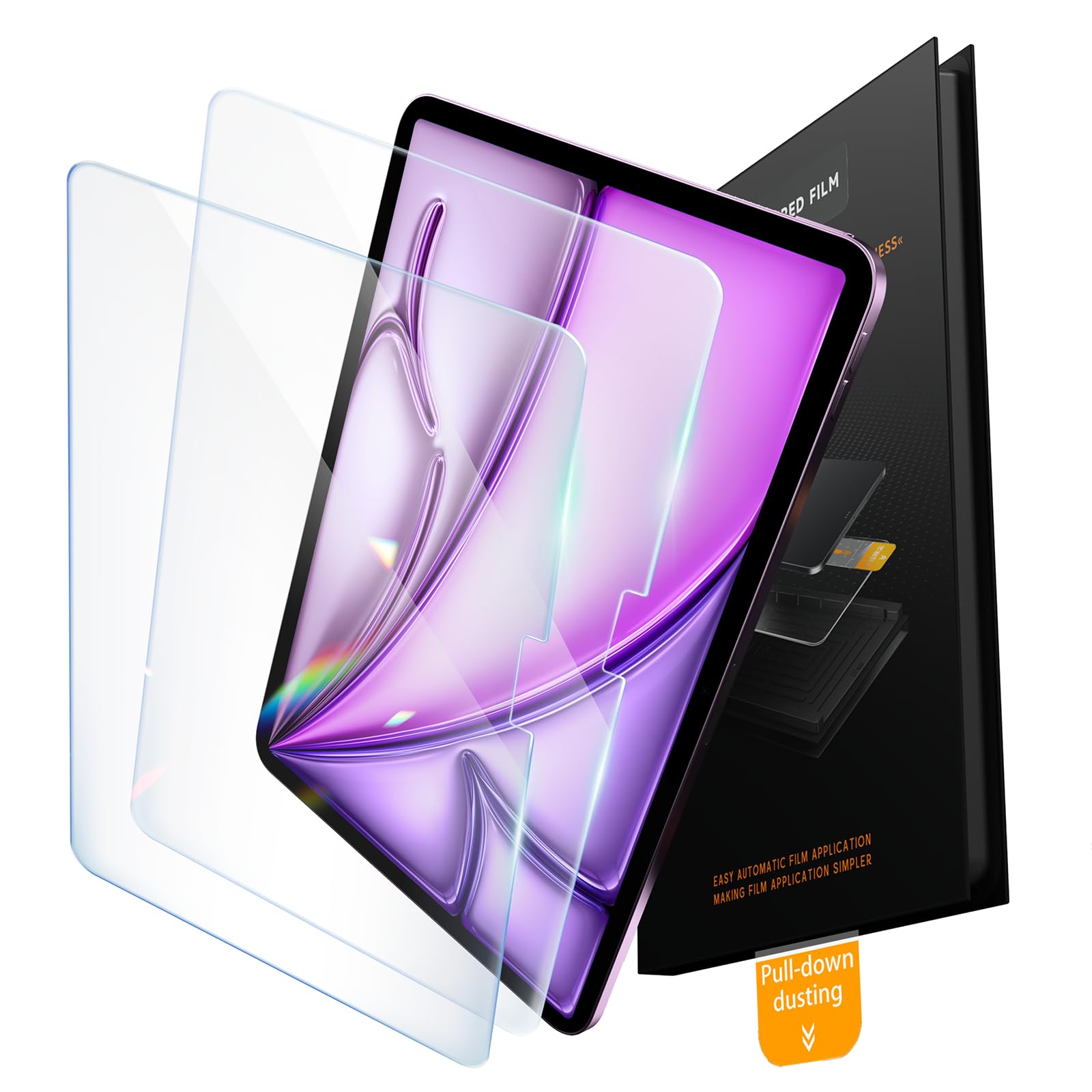 JKSML 2-Pack Screen Protector for iPad Air 13 Inch M4/M3/M2 (2026/2025/2024), Tempered Glass UltraFit Tray for Easy Installation, Case Friendly, Bubble-Free, Face ID &amp; Apple Pencil Support