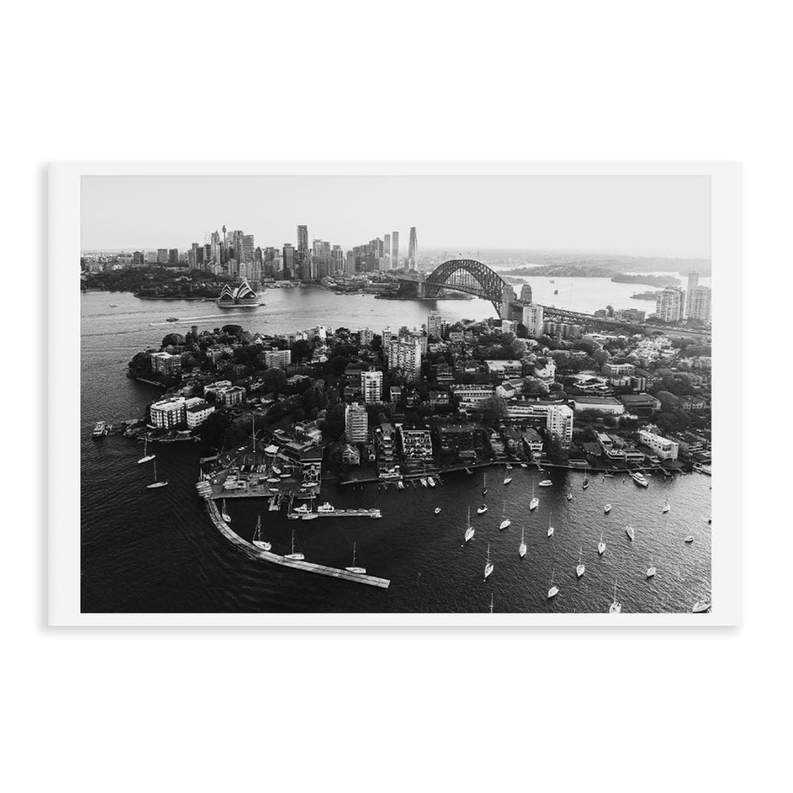 HEYANM Sydney Harbour Black And White Aerial Print Canvas Poster Bedroom Office Room Decor Gift Unframe 20x30inch