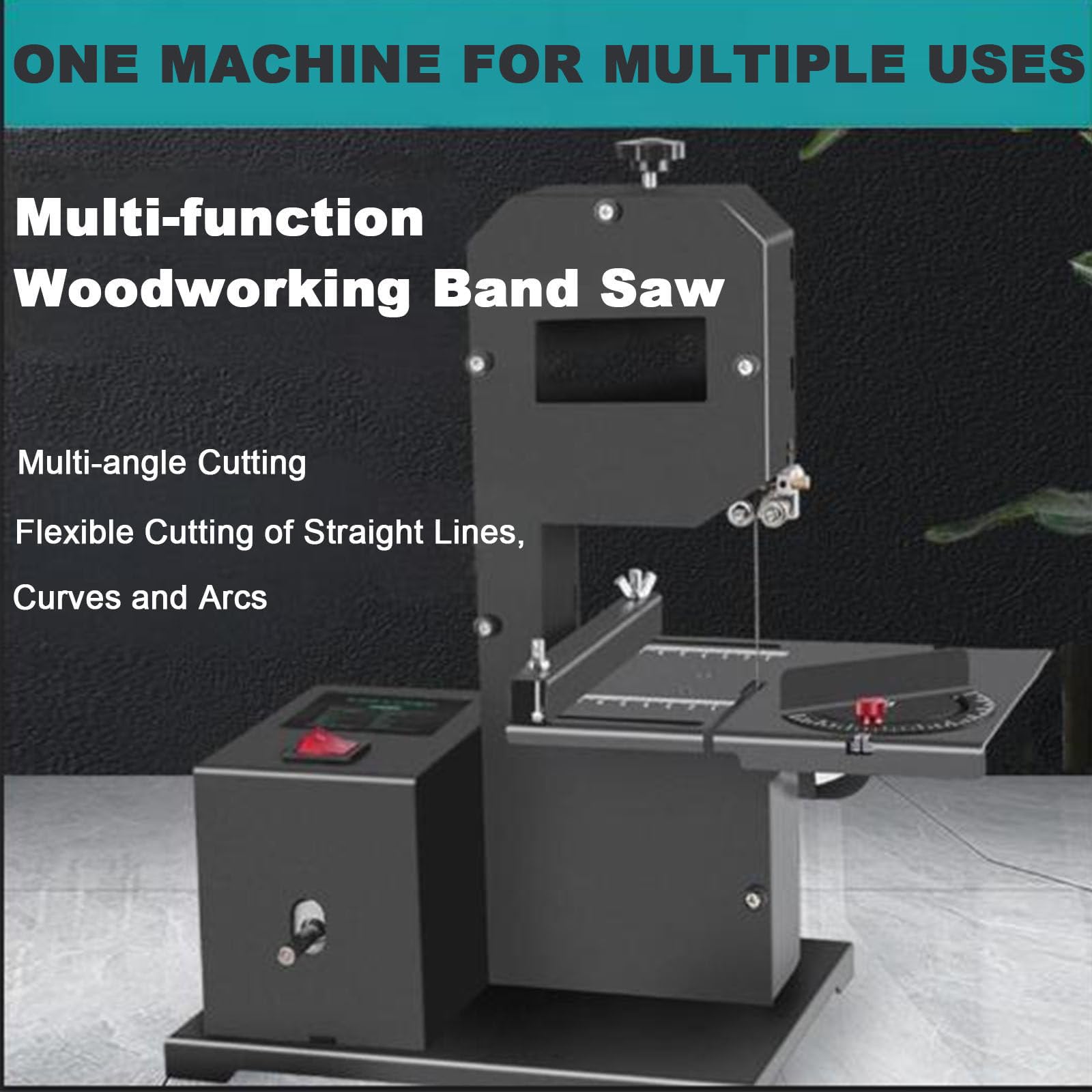 Sierra de Cinta de Sobremesa Profesional Para Pequeños Talleres, 800 W, Ajustable (0-45°), Mesa Inclinable Para Metal, Altura de Corte de 70 Mm, Cortadora de Madera Para Madera Dura y Blanda