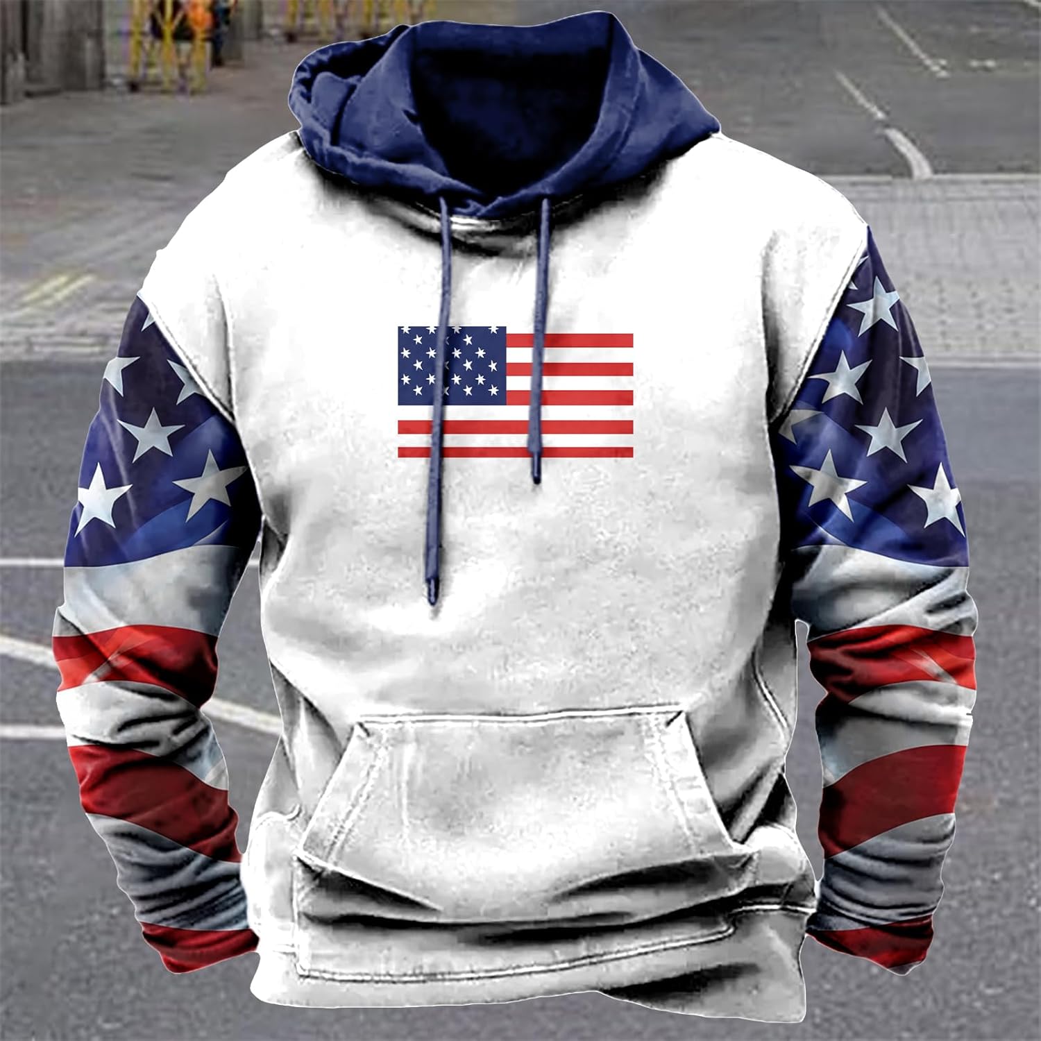 domirica Western Men's Hoodies American Flag Pullover Comfort Casual Novelty Oversized Lightweight Hooded Sweatshirts