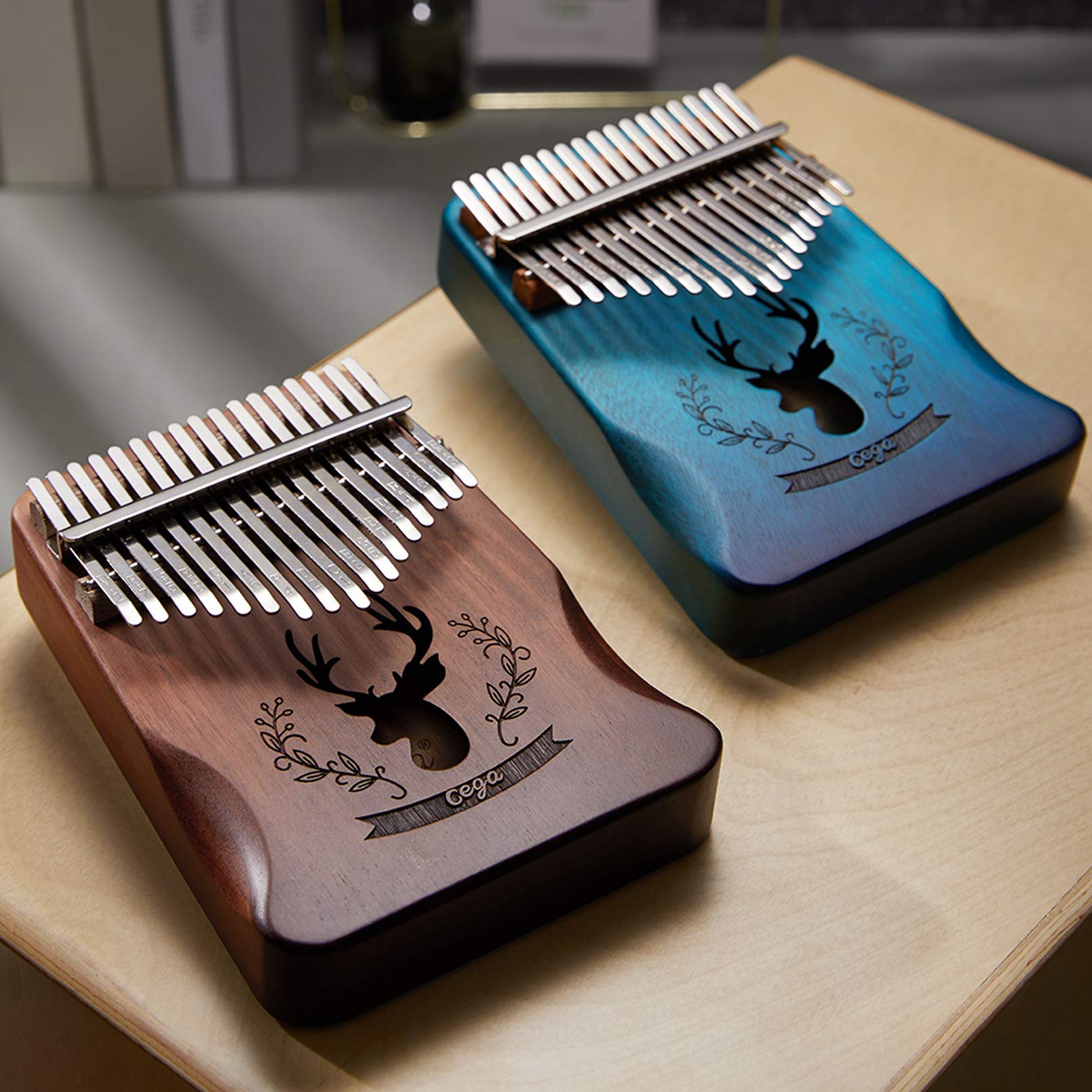 Kalimba 17 Clés Pouce Piano, avec instructions d'étude, Tuning Hammer, Portable sac, bois Acajou, Haute Qualité pour Les enfants adultes débutants, Cadeau Musical (Marron)