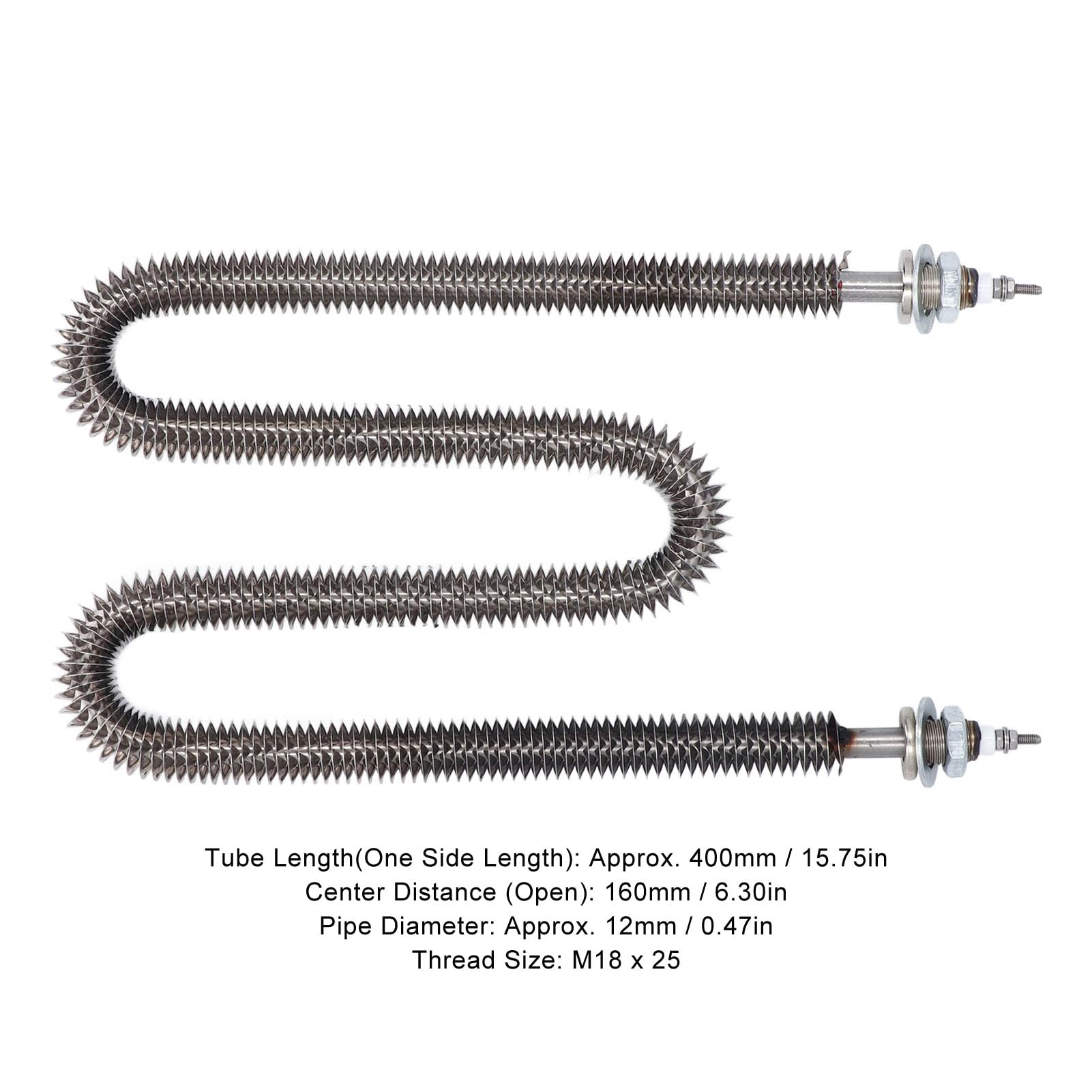 Tubo Riscaldante Alettato Tipo W in Acciaio Inossidabile per Forni e Attrezzature da Panetteria - Elemento Riscaldante Elettrico da 2500 W 220 V - Diametro Tubo 12 mm, Lunghezza (220 V)