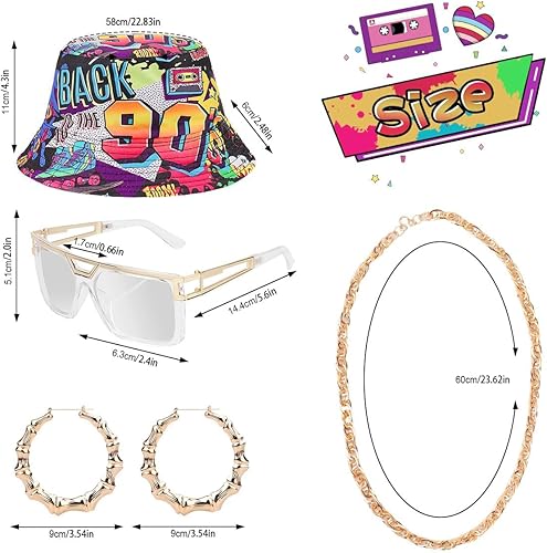 Miniatura 2 de Traje de los años 80 y 90 para mujer, disfraz unisex de hip hop, camiseta de béisbol, pantalones de yoga, sombrero de pescador, cadena dorada,