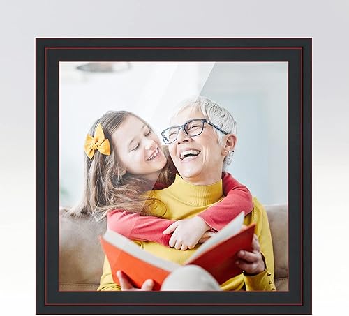 Miniatura 4 de Marco de fotos negro de madera real de 10 x 10 pulgadas de ancho de 1.25 pulgadas Profundidad del marco interior de 0.5 pulgadas Marco de fotos