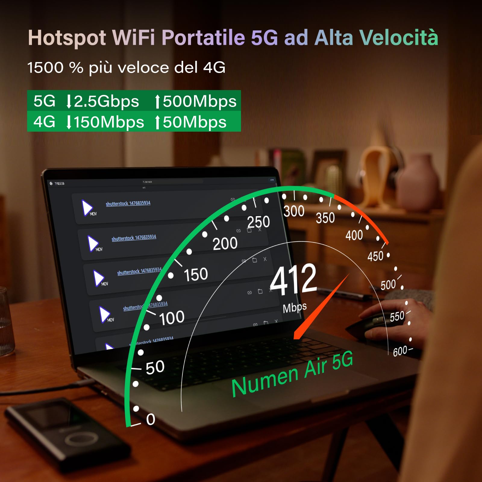 Router WiFi GlocalMe U50 Numen Air 5G 5000mAh - Dettaglio