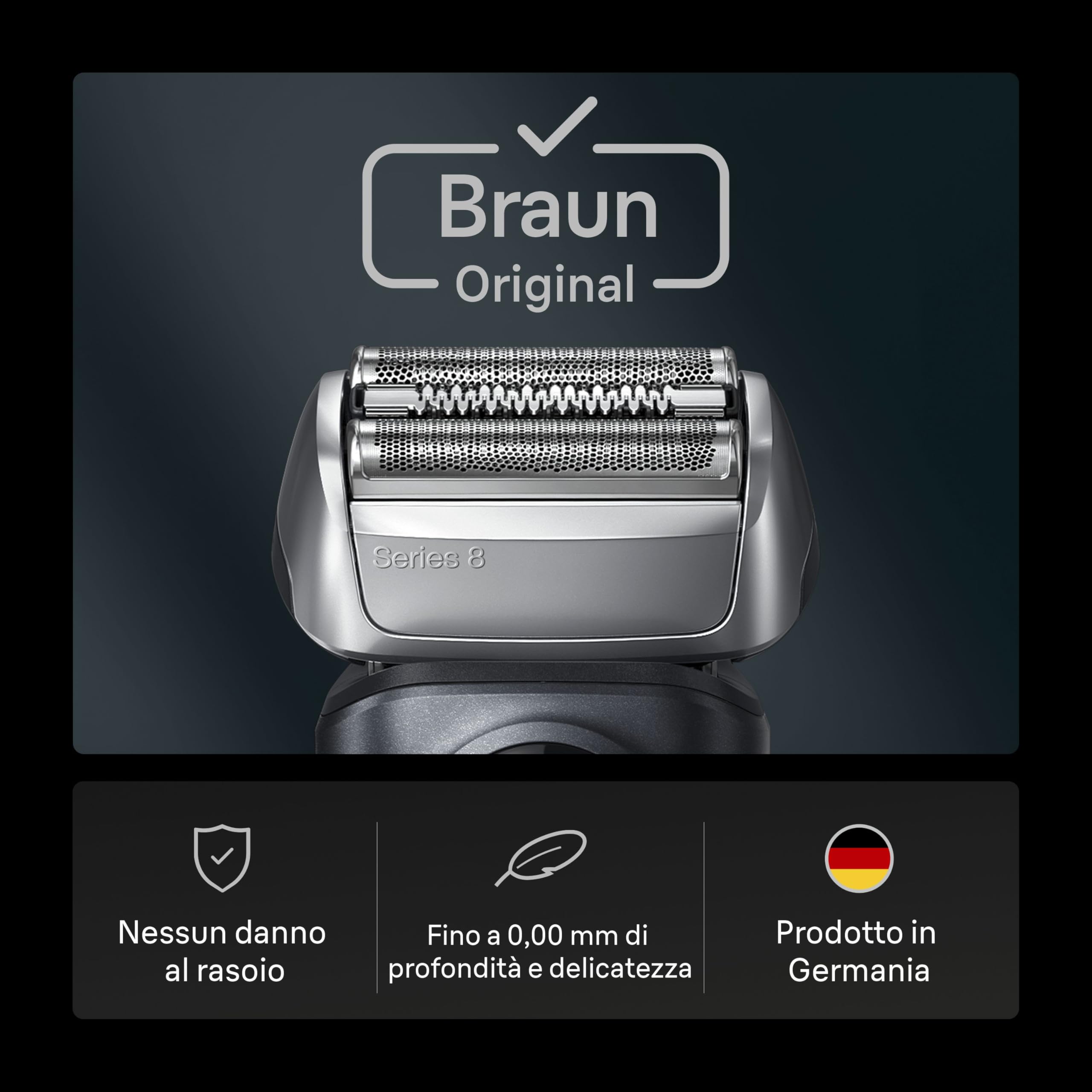 Braun Serie 8 83m, Testina Braun Serie 8 Originale per Rasoio Elettrico Barba, Recupera Il 100% delle Prestazioni del Tuo Regolabarba Uomo, Compatibile con I Rasoi Series 8