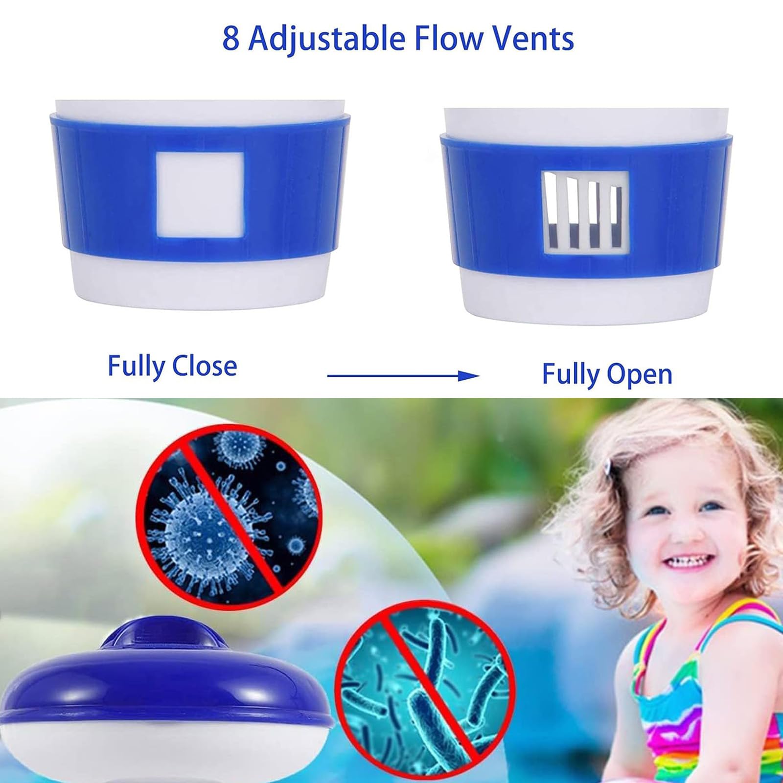 5 Inch Removable Floating Tablets Dispenser for Hot Tub & Pool Chemicals, Adjustable Chlorine Tablets Granules Floater, Chlorine Floater Easy to use, Keep The Swimming Pool Clean and Durable — view 5