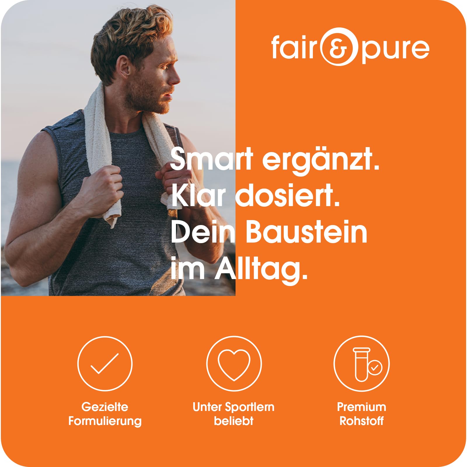 Fair & Pure L-Ornithin 1500mg pro Tagesdosis, 180 Kapseln, hochdosiert, Nahrungsergänzungsmittel vegan ohne Magnesiumstearat, in Deutschland hergestellt