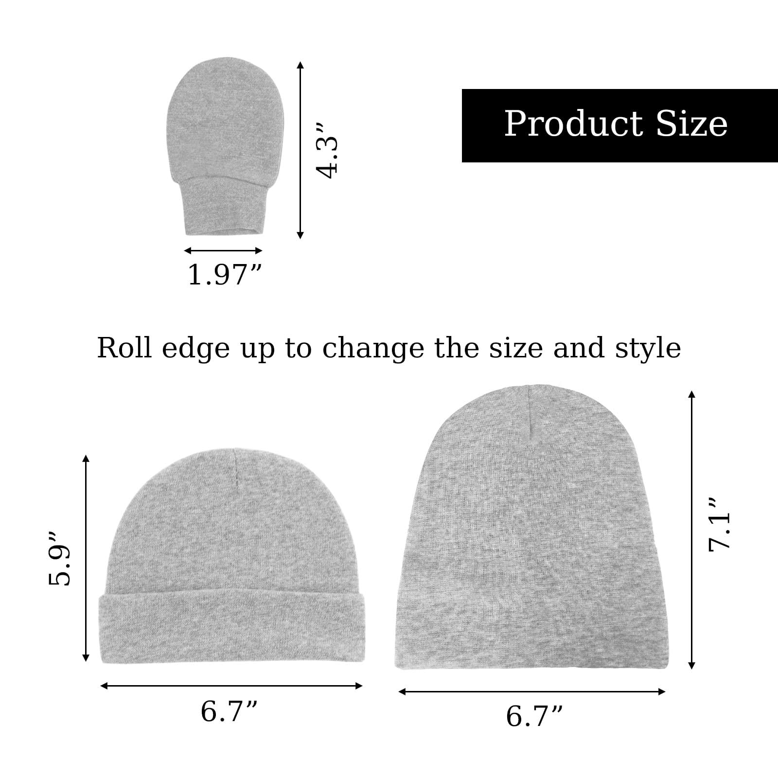 Baby Hats and Mittens Newborn Hats Gloves Infant Beanie Soft Cap Mitten Sets for 0-6 Months Boys Girls