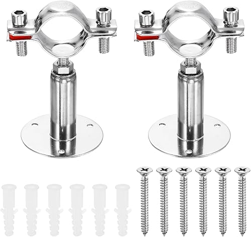 Miniatura 18 de HARFINGTON Juego de 2 soportes de montaje en pared para montaje en techo de acero inoxidable 304, abrazadera de soporte de tubo ajustable