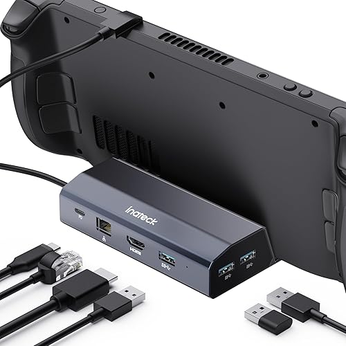 Inateck Base para cubierta de vapor, estación de acoplamiento de aluminio 6 en 1 compatible con Steam Deck, HDMI 4K a 60Hz, PD 100W carga rápida, 3