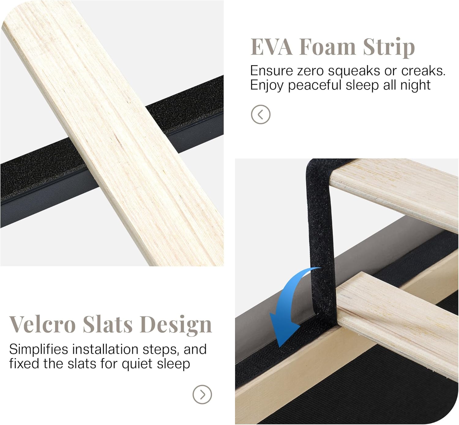 Jocisland Queen Size Bed Frame with 59" Tall Upholstered Headboard, Luxury Velvet Bed with Handcrafted Deep-Tufted Design and Solid Wood Legs, Noise-Free, No Box Spring Needed,Light Gray