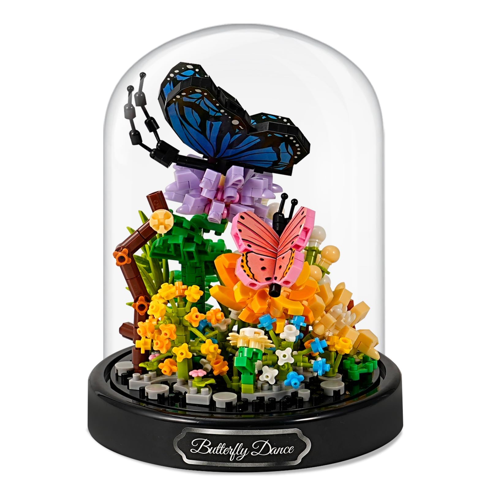 Mini Animals Flower Building Set, 588 Pcs Butterflies Bees Flowers Animals Building Blocks with Transparent Cover