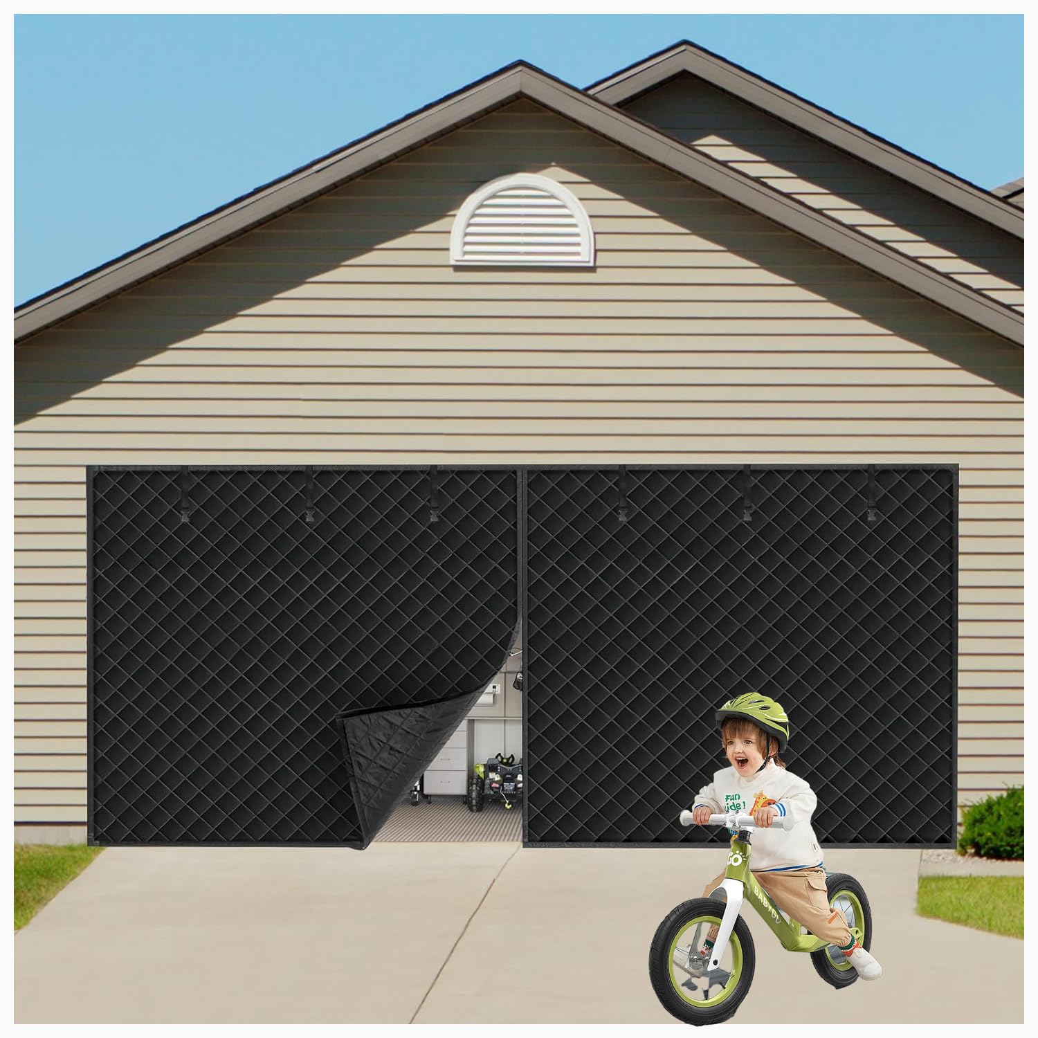 Rideau de porte de garage thermique magnétique en tissu Oxford