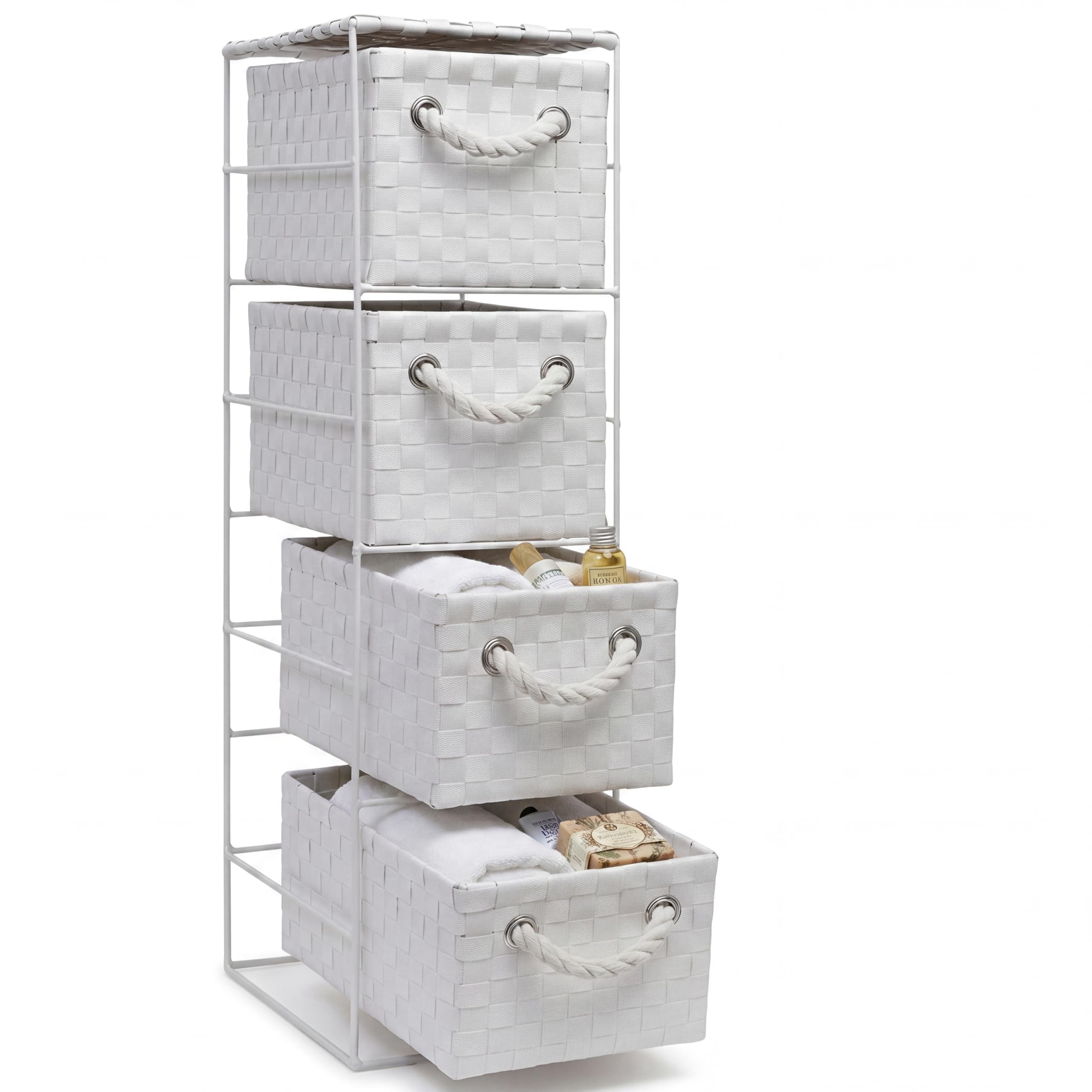 ARPAN - Armario de Almacenamiento con 4 cajones, Color Blanco, Ideal para el hogar, Oficina, Dormitorio, Unidad de 18 x 25 x 65 cm.